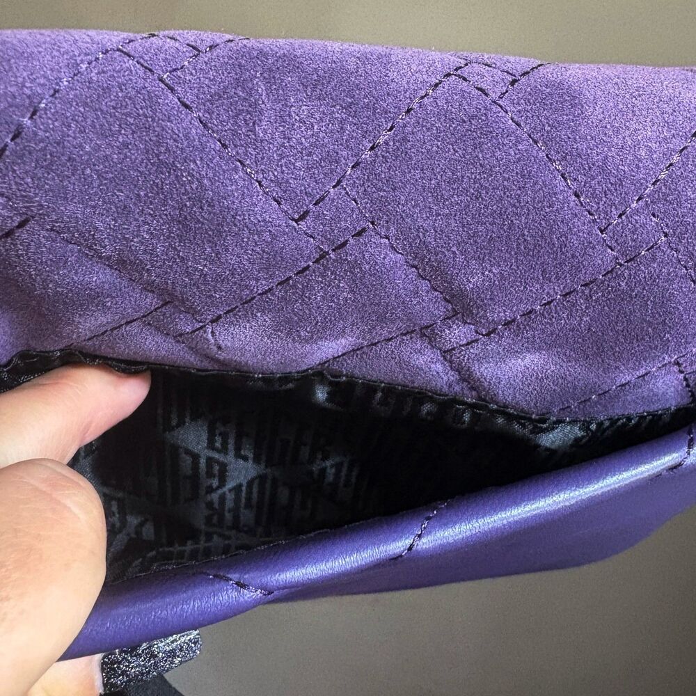 NWT Kurt Geiger Kensington Duet Purple Quilted Suede + Leather 3-way w/ Dust Bag - Picture 10 of 12